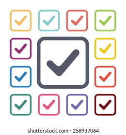 vote flat icons set. Open round colorful buttons. Vector 