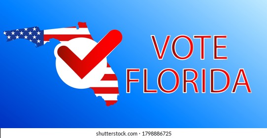 VOTE in Florida.Presidential election in Florida USA 2020.Vector illustration.Political election campaign.