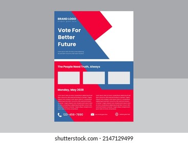 vote flyer poster design template. vote for a better future poster leaflet design template. vote event flyer design vector illustration.