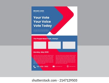 Vote Flyer Poster Design Template. Vote For A Better Future Poster Leaflet Design Template. Vote Event Flyer Design Vector Illustration.