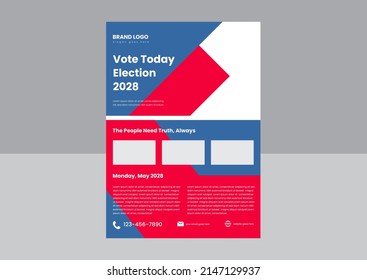 Vote Flyer Poster Design Template. Vote For A Better Future Poster Leaflet Design Template. Vote Event Flyer Design Vector Illustration.