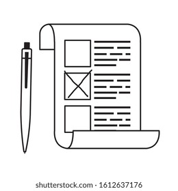 vote form with pen line style icon vector illustration design
