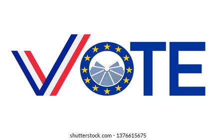 vote with france flag, european elections 2019 vector concept