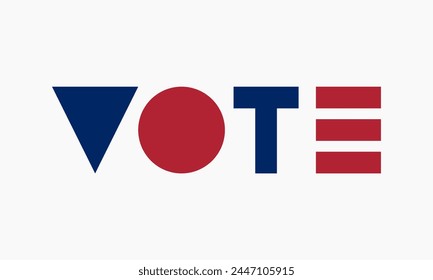 Vote geometric shapes word banner or icon. American federal or municipal elections poster. European parliament election label.