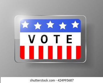 Vote glass buttons with red and blue colors. Vector illustration.