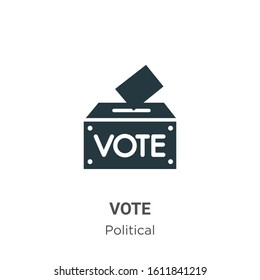 Vote glyph icon vector on white background. Flat vector vote icon symbol sign from modern political collection for mobile concept and web apps design.