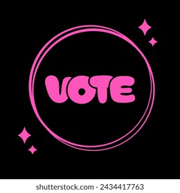Vote graphic, voting retro font, president election, political democracy, design black and pink y2k vintage style lettering, voting democrat republican. Vector illustration EPS 10