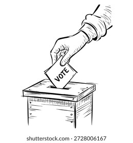Votar Dibujo a mano ilustración Vector ilustración adecuado para las elecciones, la democracia, la conciencia política, el compromiso cívico y la campaña social