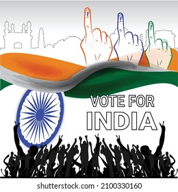 Vote with hand of India election - India Map - Ashok Chakra
People Voting, Election Day, Voting booths with men and women casting at a polling place, vote with hand - vector illustration, landmark of 