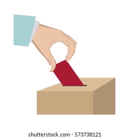 vote in hand and urn vector illustration