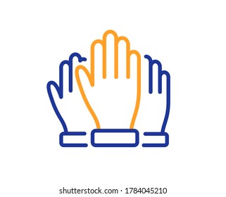 Vote hands line icon. Election voting sign. Volunteers or referendum symbol. Colorful thin line outline concept. Linear style vote icon. Editable stroke. Vector