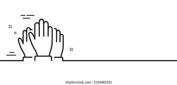 Vote Hands Line Icon. Election Voting Sign. Volunteers Or Referendum Symbol. Minimal Line Illustration Background. Vote Line Icon Pattern Banner. White Web Template Concept. Vector