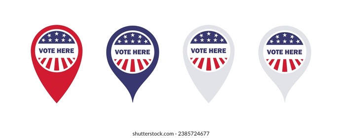 Vote here pointers. Election and voting USA. Voting in election. Vector scalable graphics