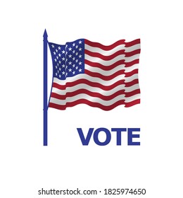 VOTE HERE. Polling Place Sign. 2020 United States Presidential Election. Vector Illustration.