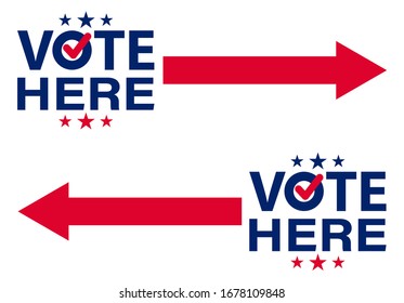 Vote Here Sign Election Concept Vector Stock Vector (Royalty Free