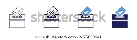 Vote icon in 4 different styles. Thin Line, Line, Bold Line, Duotone. Duotone style. Editable stroke.