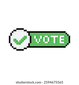 vote  icon 8 bit, pixel art check vote button 8 bit icon for game  logo. 
