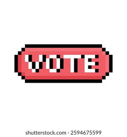 vote  icon 8 bit, pixel art check vote button 8 bit icon for game  logo. 