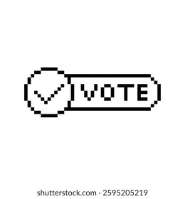 vote  icon 8 bit, pixel art check vote button 8 bit icon for game  logo. 