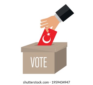 vote icon. ballot box vector work in Turkey. Vote concept with turkish flag.
