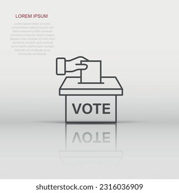 Vote icon in flat style. Ballot box vector illustration on white isolated background. Election business concept.