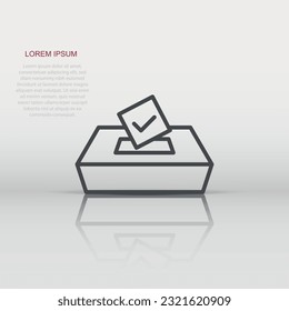 Vote icon in flat style. Ballot box vector illustration on white isolated background. Election business concept.
