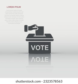 Vote icon in flat style. Ballot box vector illustration on white isolated background. Election business concept.
