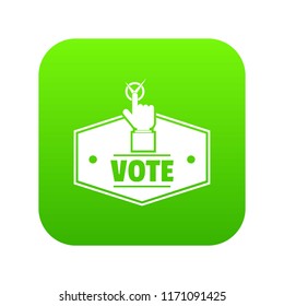 Vote icon green vector isolated on white background