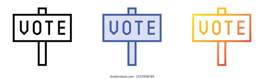 vote icon. Linear, Blue Fill and Gradient Style Design Isolated On White Background