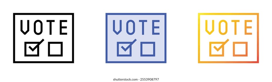 vote icon. Linear, Blue Fill and Gradient Style Design Isolated On White Background