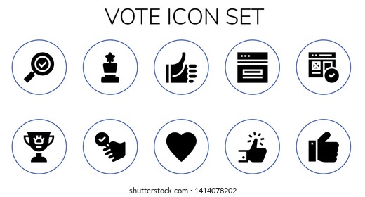 vote icon set. 10 filled vote icons.  Simple modern icons about  - Check mark, Award, Satisfied, Thumbs up, Like, Web