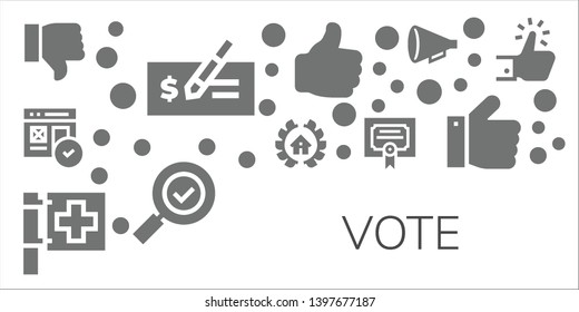 vote icon set. 11 filled vote icons.  Collection Of - Dislike, Check, Web, Awards, Red cross, Merit, Like, Check mark, Protest, Thumbs up