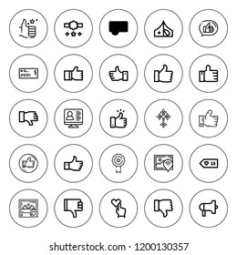 Vote icon set. collection of 25 outline vote icons with cheking, check, dislike, cross, like, liked, likes, reward, positive, protest, red cross icons. editable icons.