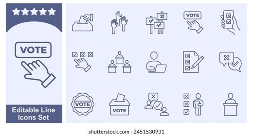 vote icon set. Voting and Election symbol template for graphic and web design collection logo vector illustration