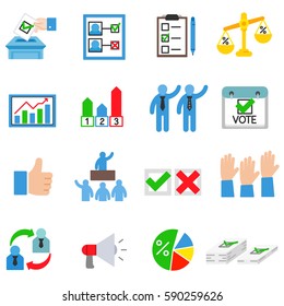 Vote icons set. candidate elections and counting of votes, isolated vector illustration