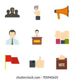 Vote icons set. Flat style set of 9 vote vector icons for web design