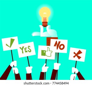 Vote for the idea. Concept illustration. Vector illustration