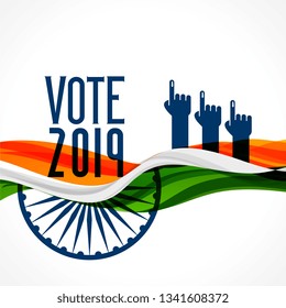 vote india background with flag and hand
