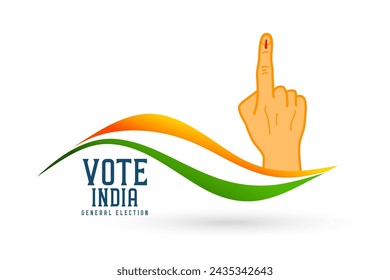 vote india election banner with voters finger and wavy indian flag vector