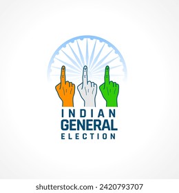 antecedentes electorales generales de la india de votos con vector de dedos de los votantes tricolor