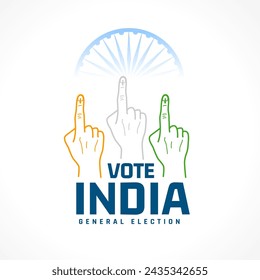 vote for india general election background with colorful finger vector