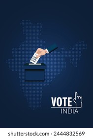 vote India Hand puts vote bulletin into ballot box vector poster