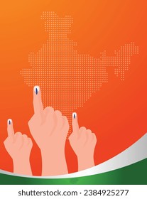 vote in India with Indian dot map Indian flag background vector 