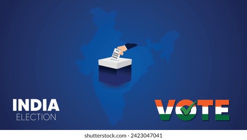 vote for Indian election hand putting paper in the ballot box vector poster