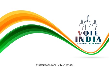 vote for indian general election banner with wavy tricolor flag design vector