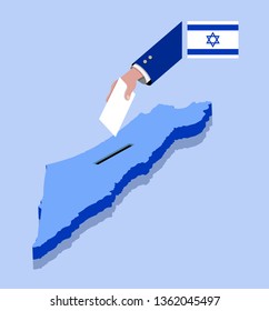 Vote for Israeli election over a Israel map. All the objects, shadows and background are in different layers. 