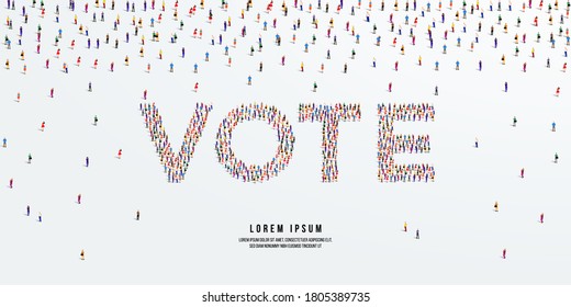 Vote. Large group of people form to create Vote. vector illustration.