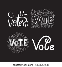 Vote Lettering. Hand Lettered vote lettering sketch icon, sticker, card, poster, hand drawn vector doodle, minimalism, monochrome. single element for design. elections, slogan, button