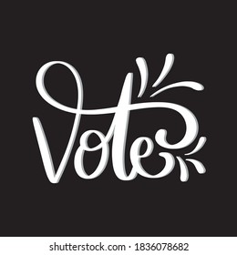 Vote Lettering. Hand Lettered vote lettering sketch icon, sticker, card, poster, hand drawn vector doodle, minimalism, monochrome. single element for design. elections, slogan, button