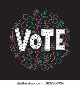 Abstimmungsbriefe. Hand Letted Votum-Schriftzeichen Symbol, Aufkleber, Karte, Poster, handgezeichnet Vektordoodle, Minimalismus, Monochrom. Einzelelement für Design. Wahlen, Slogan, Schaltfläche